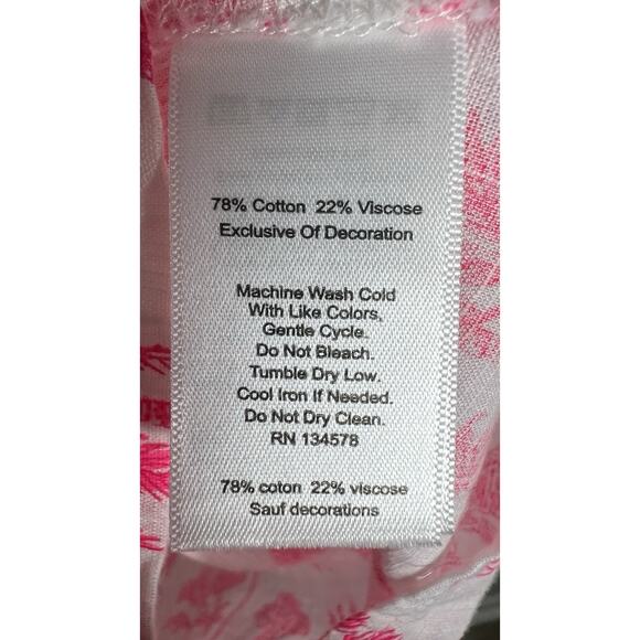 Vineyard Vines Palms & Plumeria Ruffle Popover Tank in Knockout Pink Size XL EUC - Picture 6 of 8